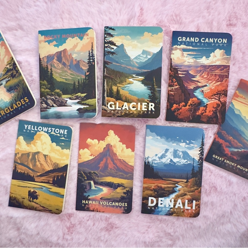 National Park Themed Mini Notebooks.
Set of 8